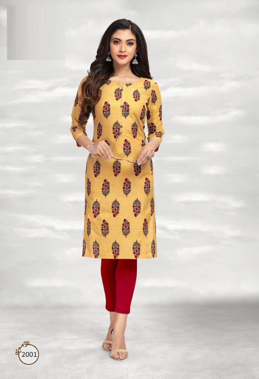 Traditional 2 Cotton Regular Wear Printed Designer Kurti Collection